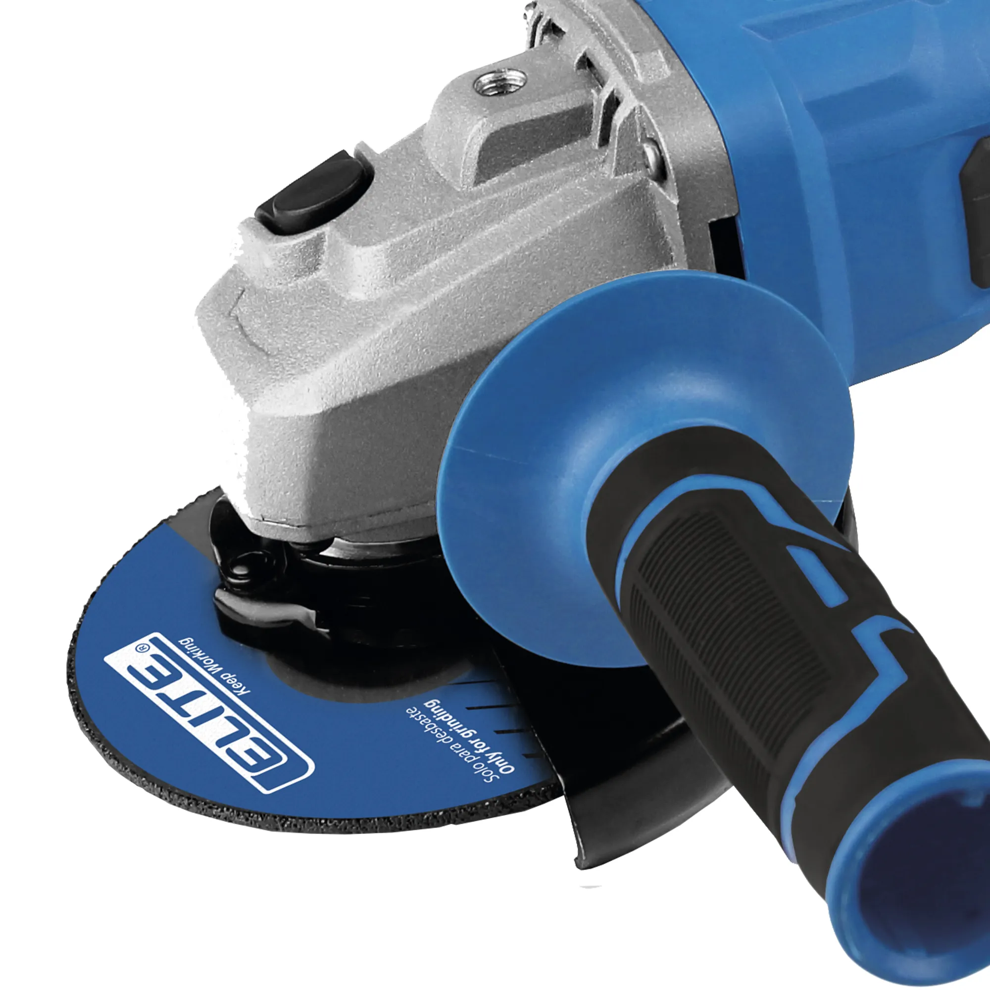 Esmeriladora inalámbrica 4-1/2 pulg, 20V, 10.000 RPM ELITE con Batería, Cargador, Estuche Plástico, Mango Auxiliar, Guarda Disco y Llave de ajuste